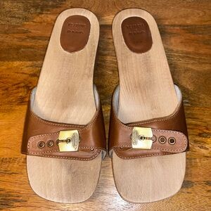 Re/Done Dr. Scholl's Original Icon Wood Platform Slide Sandals Women’s 11